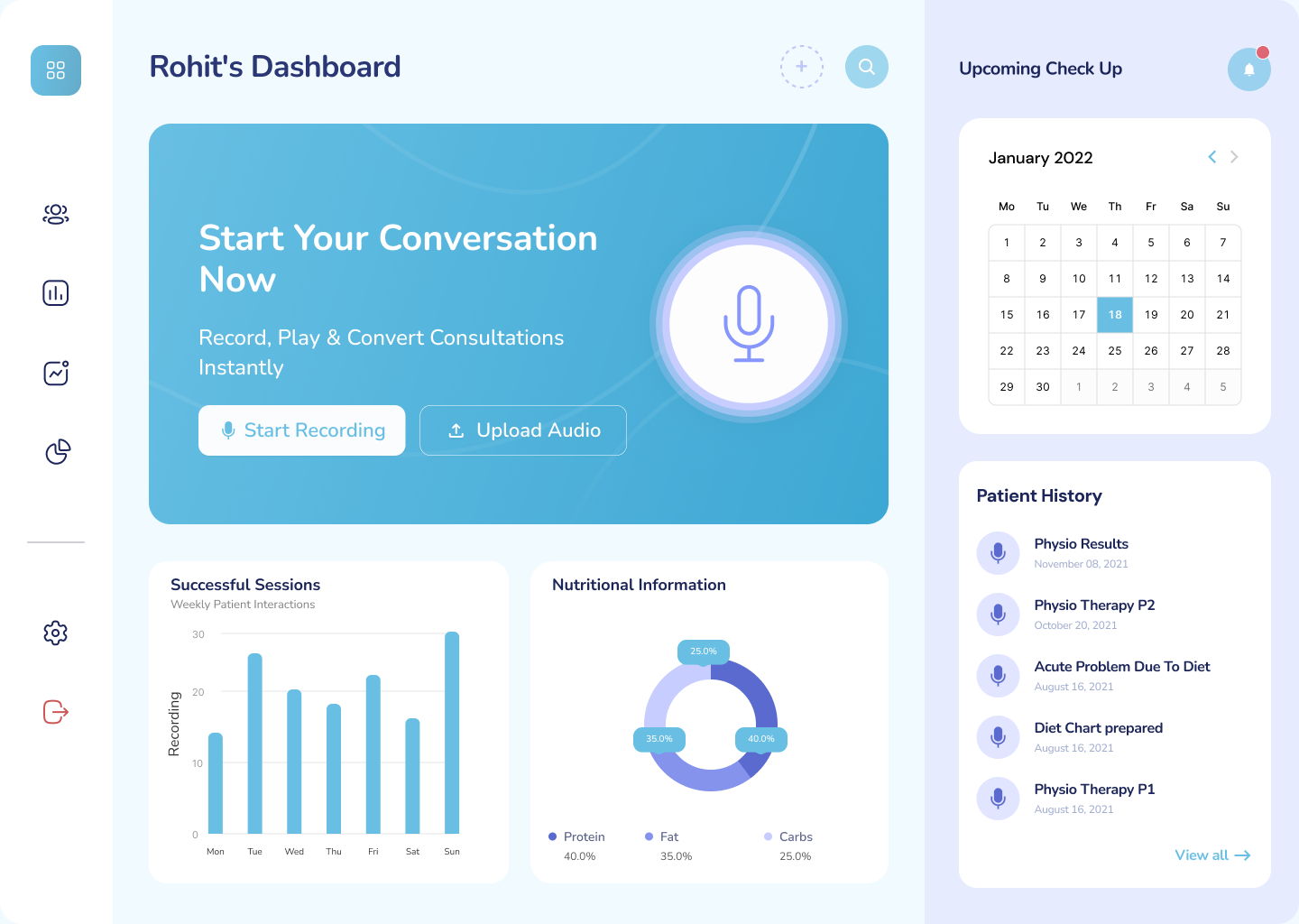 Anvahi Dashboard - Voice-powered healthcare documentation platform preview
